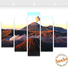 Load image into Gallery viewer, 5 Panel Volcano Landscape Painting Mountain Picture Sunset Canvas Printing Modern Home Decor Wall Art for Living Room Unframed

