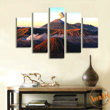 Load image into Gallery viewer, 5 Panel Volcano Landscape Painting Mountain Picture Sunset Canvas Printing Modern Home Decor Wall Art for Living Room Unframed
