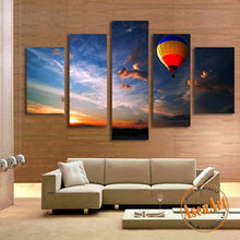 Load image into Gallery viewer, 5 Panel Balloon Painting Sunset Landscape Painting Modern Home Decor Wall Art Canvas Prints Picture for Living Room Unframed
