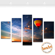 Load image into Gallery viewer, 5 Panel Balloon Painting Sunset Landscape Painting Modern Home Decor Wall Art Canvas Prints Picture for Living Room Unframed
