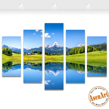 Load image into Gallery viewer, 5 Panel Nature Landscape Painting Snow Mountain Lake Scenery Wall Art Picture Home Decoration Living Room Canvas Print Unframed
