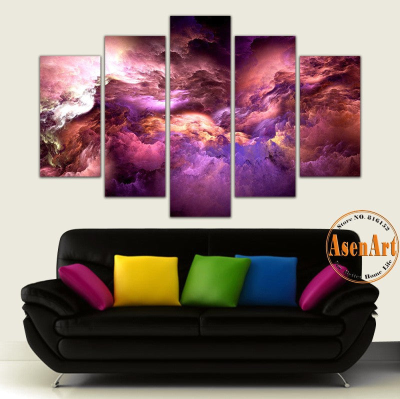 5 Panel Abstract Wall Art Canvas Prints Abstract Colorful Cloud Painting for Modern Home Decoration Wall Pictures Unframed