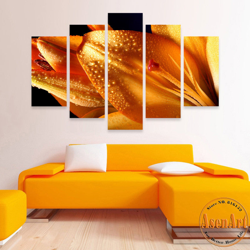 5 Panel Canvas Art Flower Bud Painting Picture Print On Canvas Wall Pictures for Living Room Modern Home Decor No Frame