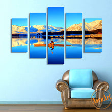 Load image into Gallery viewer, 5 Panel Nature Landscape Painting Mountain Lake Boat Canvas Prints Artwork Modern Home Decor Picture for Living Room Unframed
