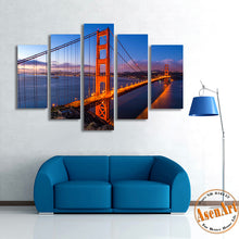 Load image into Gallery viewer, 5 Panel Golden Gate Bridge Picture Wall Art Canvas Prints Wall Paintings for Bedrooms Home Decor Unframed
