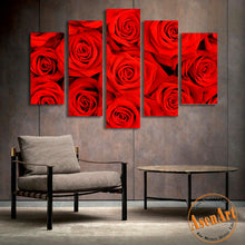 Load image into Gallery viewer, 5 Panel Wall Art Romantic Red Rose Picture for Wall Decor Canvas Prints Wall Paintings for Bedroom Modern Home Decor No Frame
