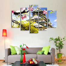 Load image into Gallery viewer, 5 Piece Wall Art Osaka Japan Ancient Building Landscape Painting Canvas Prints Artwork Picture for Living Room Unframed
