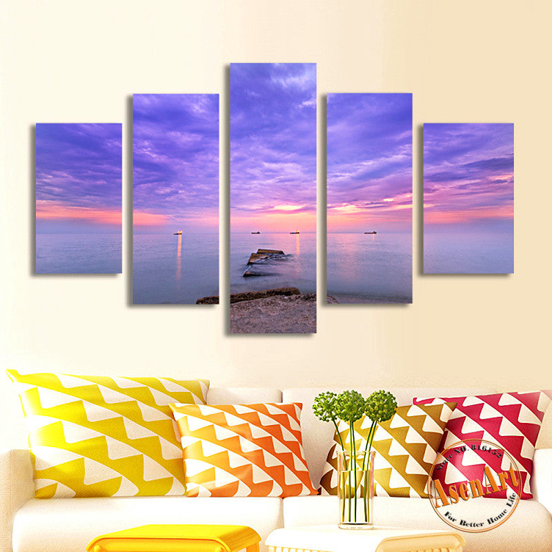5 Panel Seaside Painting Picture Wall Art Canvas Prints Wall Paintings for Bedrooms Home Decor Unframed