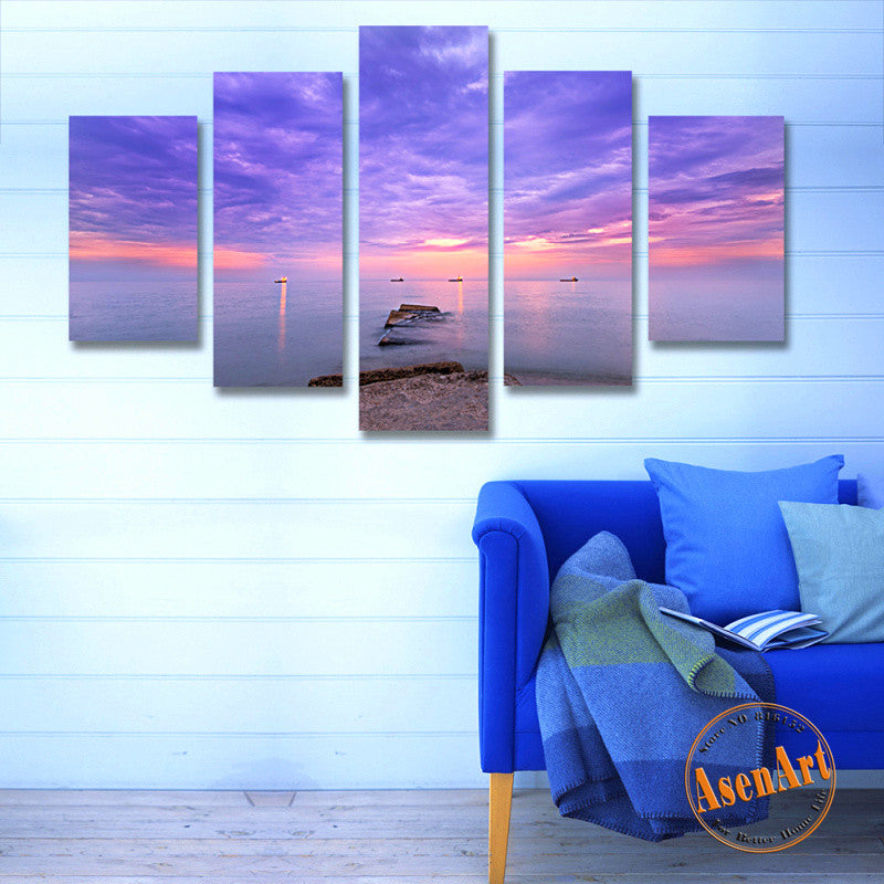 5 Panel Seaside Painting Picture Wall Art Canvas Prints Wall Paintings for Bedrooms Home Decor Unframed