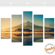Load image into Gallery viewer, 5 Piece Wall Art Painting Volcano Lake Landscape Painting Sunset Scenery Canvas Print Picture for Living Room UmFramed
