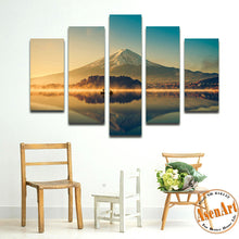 Load image into Gallery viewer, 5 Piece Wall Art Painting Volcano Lake Landscape Painting Sunset Scenery Canvas Print Picture for Living Room UmFramed
