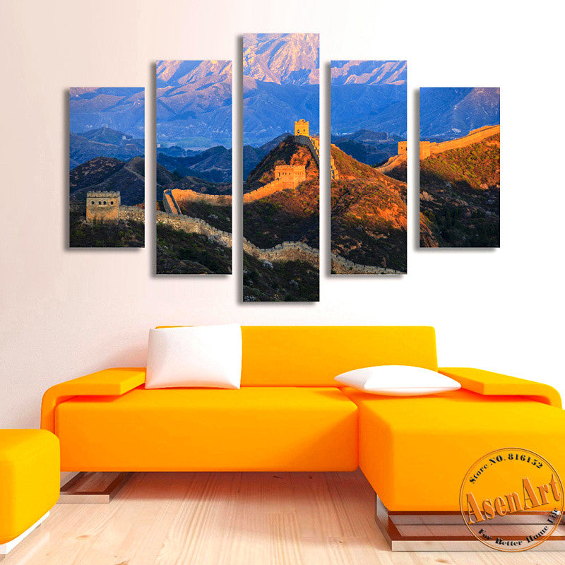 5 Panel Famous Chinese Landscape Canvas Painting Print Great Wall Painting for Living Room Wall Art Home Decoration Unframed