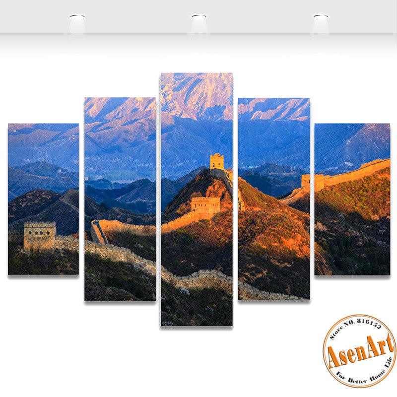 5 Panel Famous Chinese Landscape Canvas Painting Print Great Wall Painting for Living Room Wall Art Home Decoration Unframed