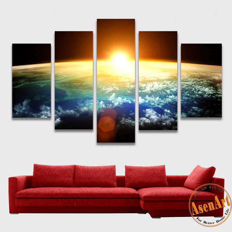 5 Piece Amazing Skyline Sunrise Painting Wall Art Canvas Prints Wall Paintings for Bedrooms Home Decor Unframed
