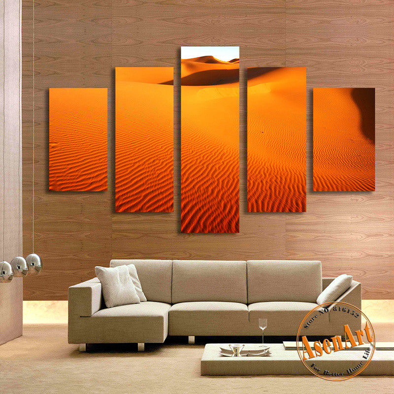 5 Panel Painting Desert Landscape Painting Modern Home Decor Wall Art Canvas Prints Picture for Living Room Unframed