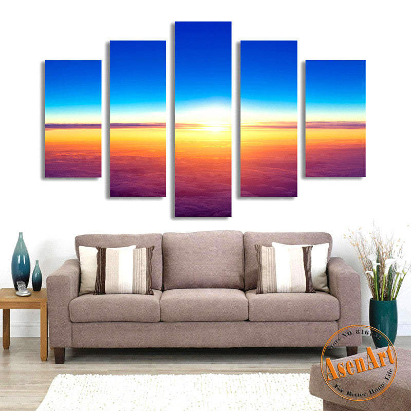 5 Panel Painting Sunset Seascape Painting for Living Room Modern Home Decor Wall Art Canvas Prints Artwork Unframed