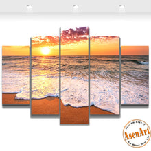 Load image into Gallery viewer, 5 Panel Seaside Painting Sunset Painting Wall Art Canvas Prints Picture for Bedroom Modern Home Decor Unframed
