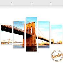 Load image into Gallery viewer, 5 Panel Canvas Art Brooklyn Bridge Painting Landscape Painting Canvas Prints Artwork Picture for Living Room Unframed
