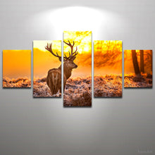 Load image into Gallery viewer, No Frame 5PCS Deer in Sunset Landscape Painting Canvas Painting Print Art Animal Picture Living Room Bedroom Home Decor
