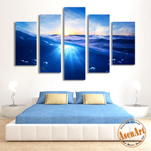 Load image into Gallery viewer, 5 Panel Painting Sunrise Blue Sea Canvas Painting Seascape Picture for Bedroom Wall Art Canvas Prints Artwork Unframed
