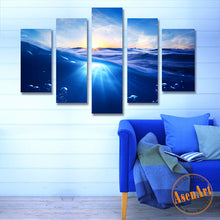 Load image into Gallery viewer, 5 Panel Painting Sunrise Blue Sea Canvas Painting Seascape Picture for Bedroom Wall Art Canvas Prints Artwork Unframed
