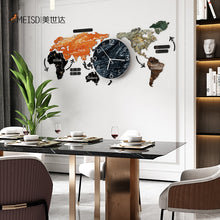 Load image into Gallery viewer, 120CM Punch-free DIY Color Paiting World Map Large Wall Clock Modern Design Stickers Silent Watch Home Living Room Kitchen Decor
