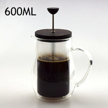 Load image into Gallery viewer, High Quality Double Glazing 350/600ML Coffee French Press Wood Cover Coffee Plunger
