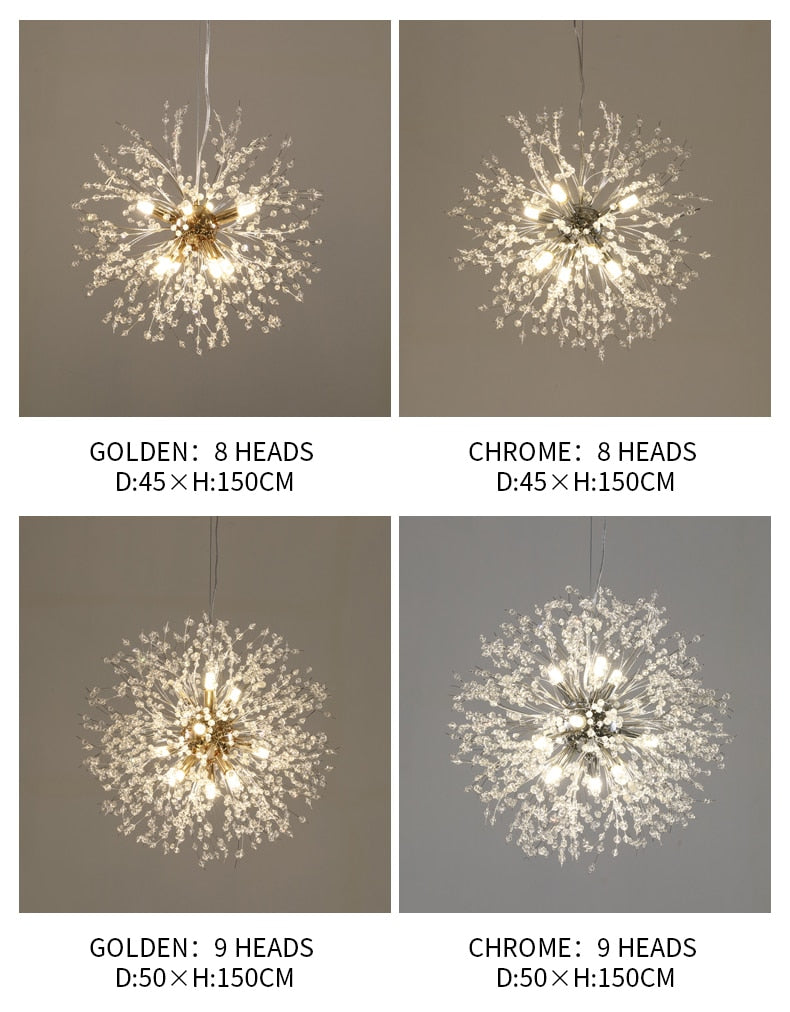 Restaurant clothing barber shop chandelier dandelion crystal chandelier creative personality cloakroom bedroom lamps