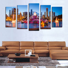 Load image into Gallery viewer, 5 panels(No Frame) Modern City Scenery Home Wall Decor Painting Canvas Art HD Print Painting Canvas Wall Picture for Living Room
