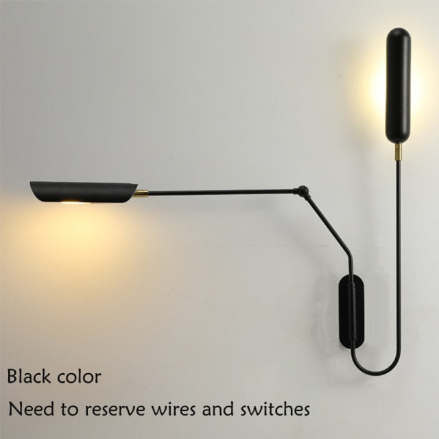 Industrial Adjustable switch Wall Lamp Creative Long arm Reading Bedside Vintage Retro Led E27 Wall Lights Fexibleable Black