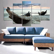 Load image into Gallery viewer, Drop-shipping Modern Canvas Prints Sea Boat Painting Sunset Seascape Cuadros Oil Wall Pictures for Living Room No Frame 5 Panel
