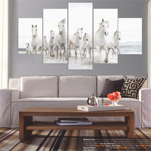 Load image into Gallery viewer, Unframed Modern Canvas Painting  Running White Horse Animal A4 Print Poster Seascape Wall Painting Oil Pictures Home Decor 5pcs
