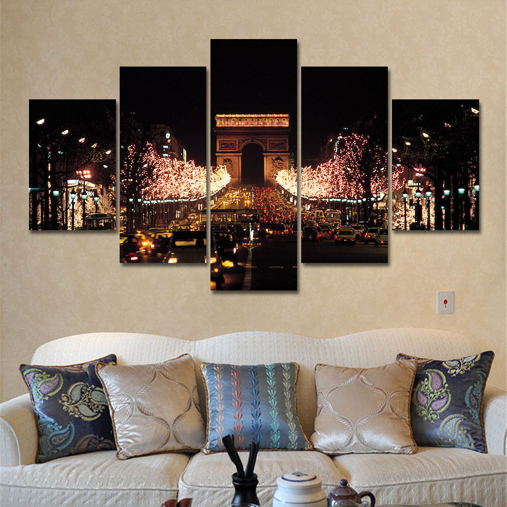 Oil Painting Night View Canvas Painting Cuadros Decoracion Home Decor Cavas Art Wall Pictures for Living Room No Frame 5 Pieces