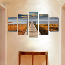 Load image into Gallery viewer, 5 Panel Canvas Painting Seaside Landscape Art Canvas Picture Sunset Wall Art Wall Picture Poster Modern for Living Room No Frame
