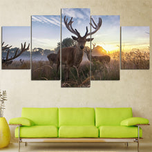 Load image into Gallery viewer, 5 Pieces Canvas Painting Deer Animal Sunset Landscape Quadros Decoration Home Decor Oil Wall Pictures for Living Room No Frame
