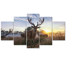 Load image into Gallery viewer, 5 Pieces Canvas Painting Deer Animal Sunset Landscape Quadros Decoration Home Decor Oil Wall Pictures for Living Room No Frame
