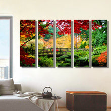 Load image into Gallery viewer, Oil Painting Canvas Forest Bridge Landscape Wall Art Decoration Home Decor On Canvas Modern Wall Picture For Living Room(5PCS)
