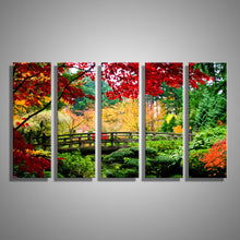 Load image into Gallery viewer, Oil Painting Canvas Forest Bridge Landscape Wall Art Decoration Home Decor On Canvas Modern Wall Picture For Living Room(5PCS)
