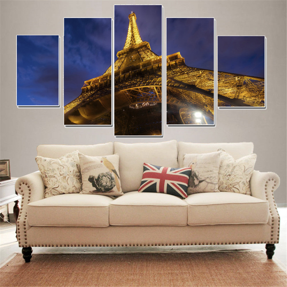 Unframed Modern Picture Canvas Painting Tower Wall Posters Pictures HD A4 Print Poster for Decoration City  Modular Picture 5Pcs