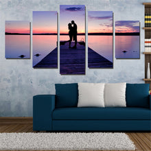 Load image into Gallery viewer, Couples In The Sunset  Mordern Canvas Painting Unframed Wall Painting Art Print Oil Picture Seaview Modular Home Decoration 5pcs
