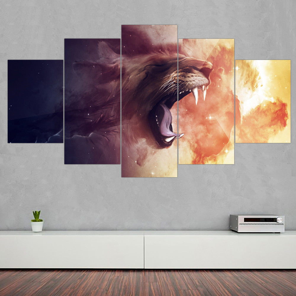 Abstract Lion King Oil Painting Animal Quadros Decoration Canvas Painting Home Decor Wall Pictures for Living Room No Frame 5pcs