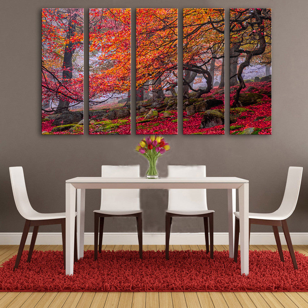 Oil Painting Canvas Landscape Maple Grove Wall Art Decoration Modular Painting Home Decor On Canvas Modern Wall Prints(3PCS)