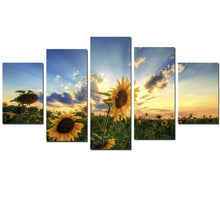 Load image into Gallery viewer, Oil Painting Frameless Sunflower Pictures Art Poster Wall Canvas Painting Sunset Scenery Home Decoration for Living Room 5pcs
