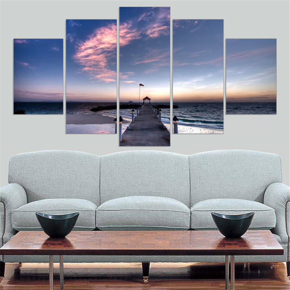 New Mordern Oil Paintings Seascape Wall Picture Sunset Art Poster Seaview HD A4 Art Print Home Decoration Frameless Modular 5Pcs