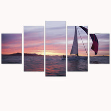 Load image into Gallery viewer, Modern Canvas Painting Sunset Frameless Wall Canvas Art Print Sailing Oil Picture Landscape Home Decor for Living Room Wall 5pc
