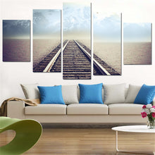 Load image into Gallery viewer, 5 Panel Modern Oil Painting Railway Landscape Posters and prints Canvas Wall Art Landscape Oil Picture for Living Room No Frame
