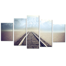 Load image into Gallery viewer, 5 Panel Modern Oil Painting Railway Landscape Posters and prints Canvas Wall Art Landscape Oil Picture for Living Room No Frame
