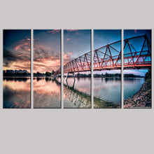 Load image into Gallery viewer, Modern Oil Painting Bridge sunset Art Print Poster Pictures on Canvas HD Home Decoration Free Shipping for Room Decor 5 Pieces
