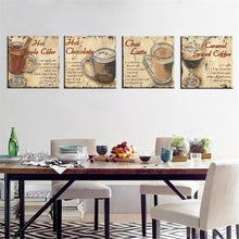 Load image into Gallery viewer, Canvas Painting English Letter Print Cuadros Decoration Milk Tea Coffee Shop Home Decor Wall Painting Canvas Art Unframed 4pcs
