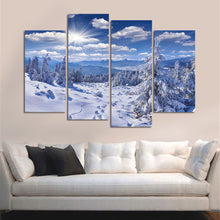 Load image into Gallery viewer, 4 Panels Snow Mountain Landscape Modern Home Wall Decor Posters and Prints Oil Painting Canvas Art HD Print Painting No Frame
